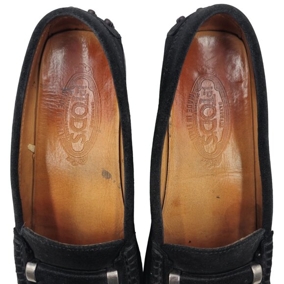 Tods Italy Womens Size 8 Black Suede Leather Dress Shoes Flats Loafers Slip-ons - Picture 7 of 8